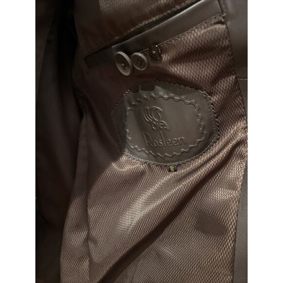 rosleen, genuine brown leather jacket, Shoulder Pads, size M - Picture 7 of 8